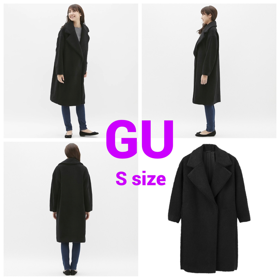 GU✨ボアチェスターコート　黒　S