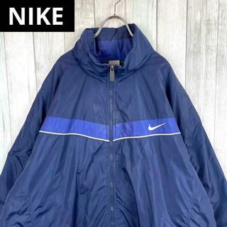 ナイキ(NIKE)の古着　ナイキ　ナイロンジャケット　ゆるだぼ　XL　ネイビー(ブルゾン)