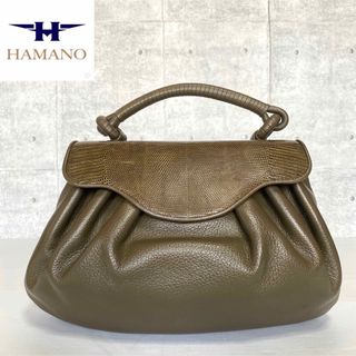 【極美品】HAMANO サフィアーノ ダークブラウン ゴールド金具 ハンドバッグ