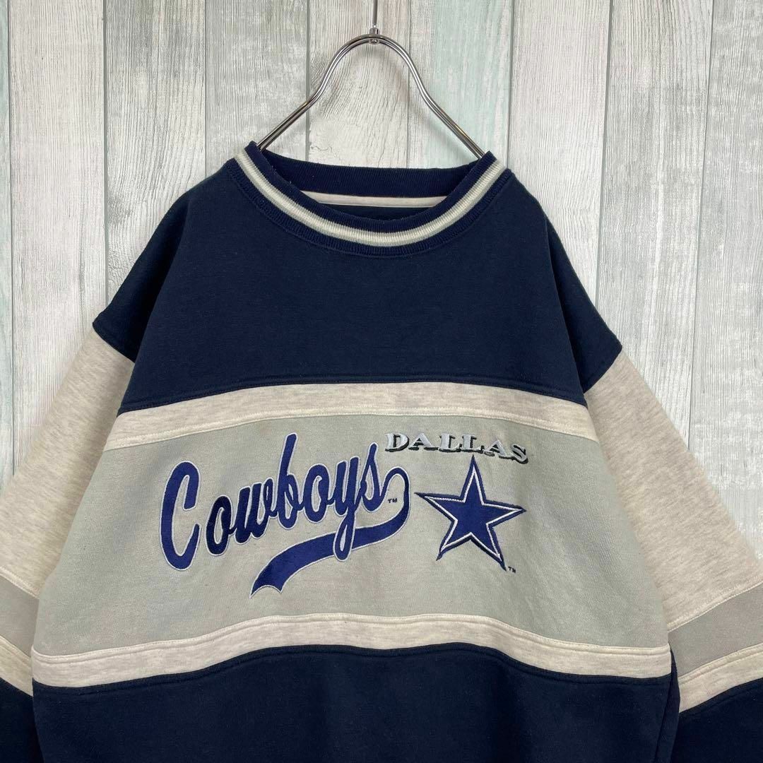 US 90s NFL ダラス・カウボーイズ ビッグプリント ゆるダボ 紺色