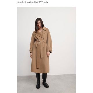 ザラ(ZARA)のZARA ウールオーバーサイズコート　L(ロングコート)