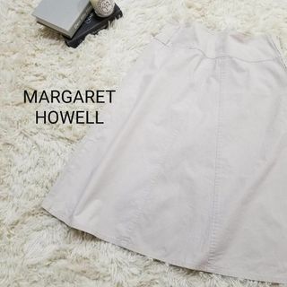 マーガレットハウエル(MARGARET HOWELL)のマーガレットハウエルMARGARETHOWELLコットンチノスカートMベージュ(ひざ丈スカート)