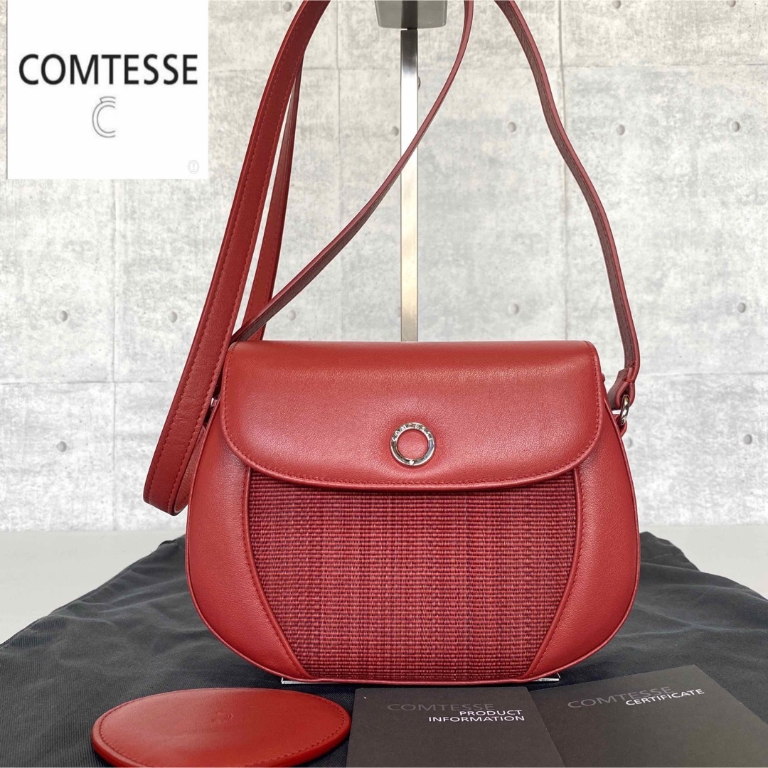 未使用級】COMTESSE ホースヘア shogun フラップショルダーバッグ-