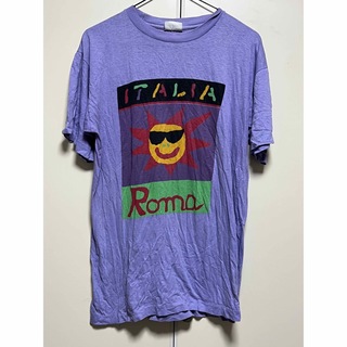 ItaliaイタリアRomaローマクラフト風パープルTシャツ(Tシャツ/カットソー(半袖/袖なし))