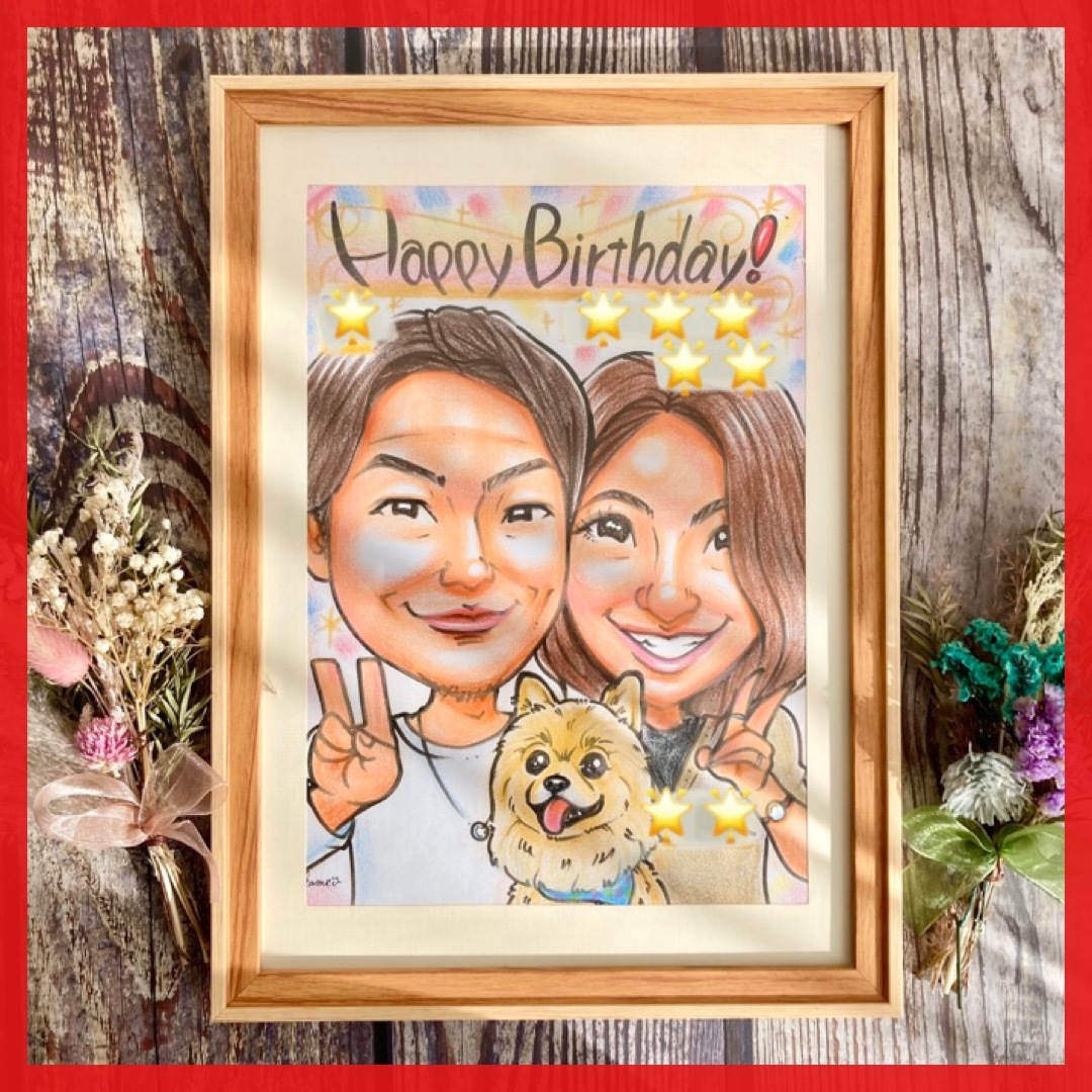 似顔絵オーダー 記念日 誕生日 結婚祝い ギフト プレゼント 名入れの ...