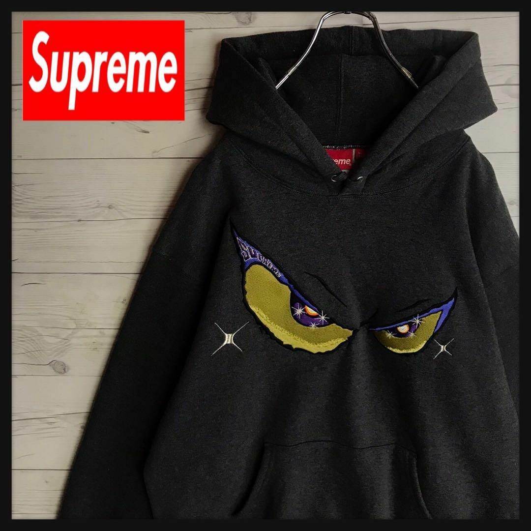 【即完売モデル】Supreme 刺繍ロゴ 入手困難 希少 Eyesパーカー59袖丈