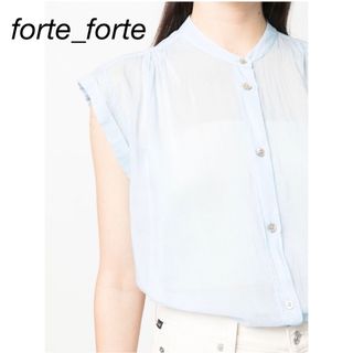 フォルテフォルテ(forte_forte)の新品❣️フォルテフォルテ　コットンシルクボイル　フレンチスリーブシャツブラウス(シャツ/ブラウス(半袖/袖なし))