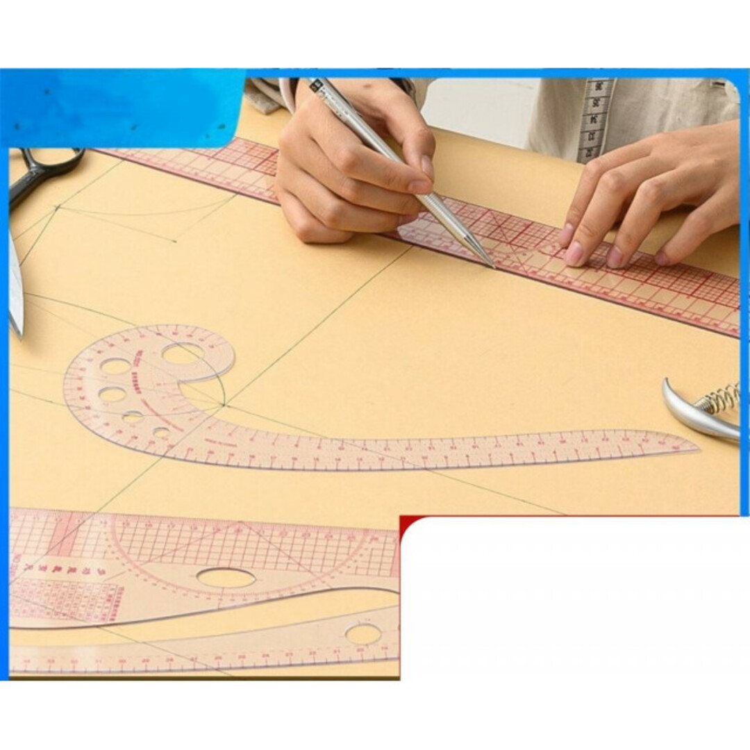 dカーブルーラー　曲線定規　ハンドメイド　洋裁　裁縫　襟ぐり　手芸　型紙　製図 ハンドメイドの素材/材料(型紙/パターン)の商品写真