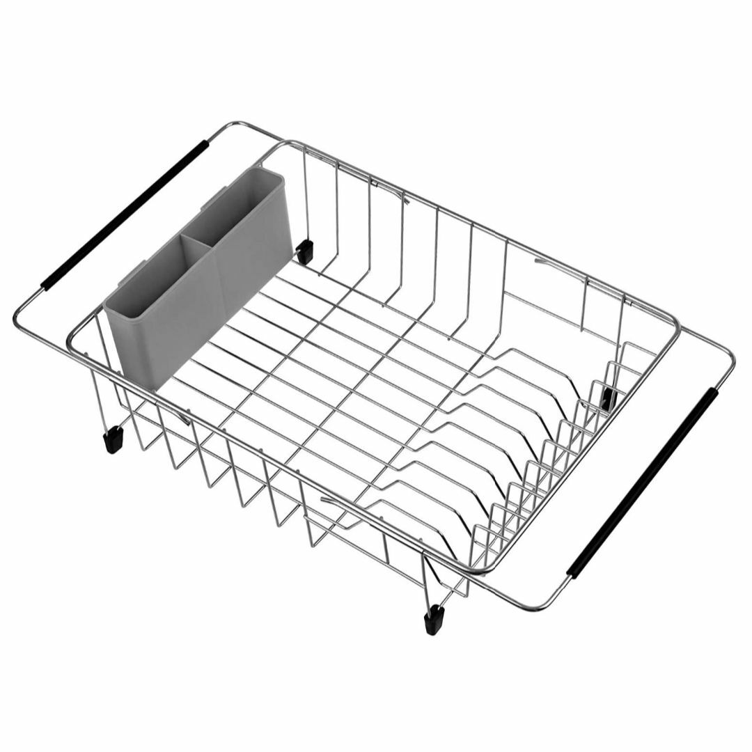【色: グレー】SANNO 伸縮水切りワイヤーバスケット スライド式水切りかご
