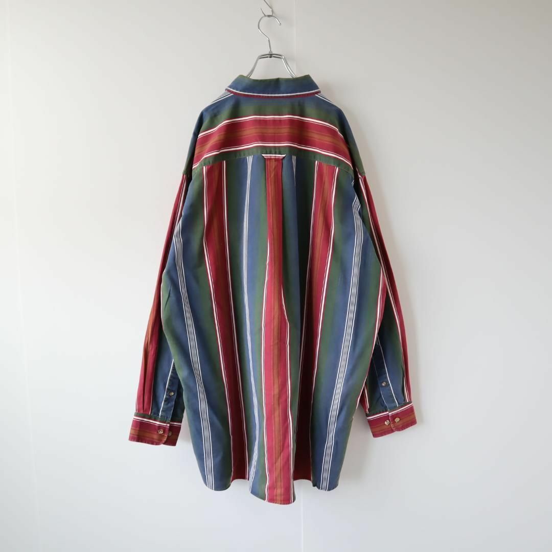 ART VINTAGE(アートヴィンテージ)の【vintage】ミックス 太ストライプ ルーズ ボタンダウン 長袖シャツ 3L メンズのトップス(シャツ)の商品写真