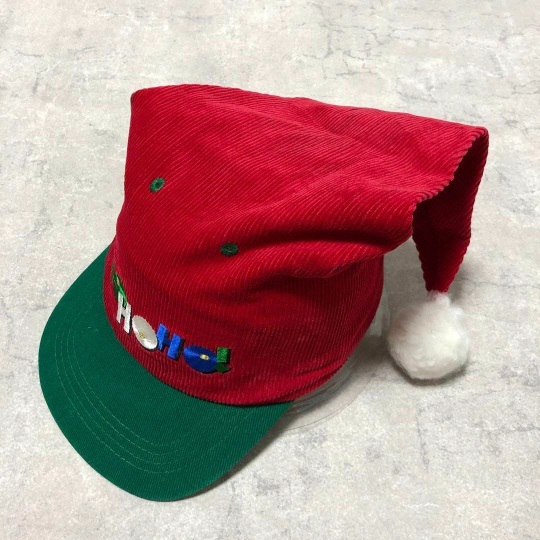 90s ヴィンテージ santa cap サンタキャップ 刺繍ロゴ クリスマス