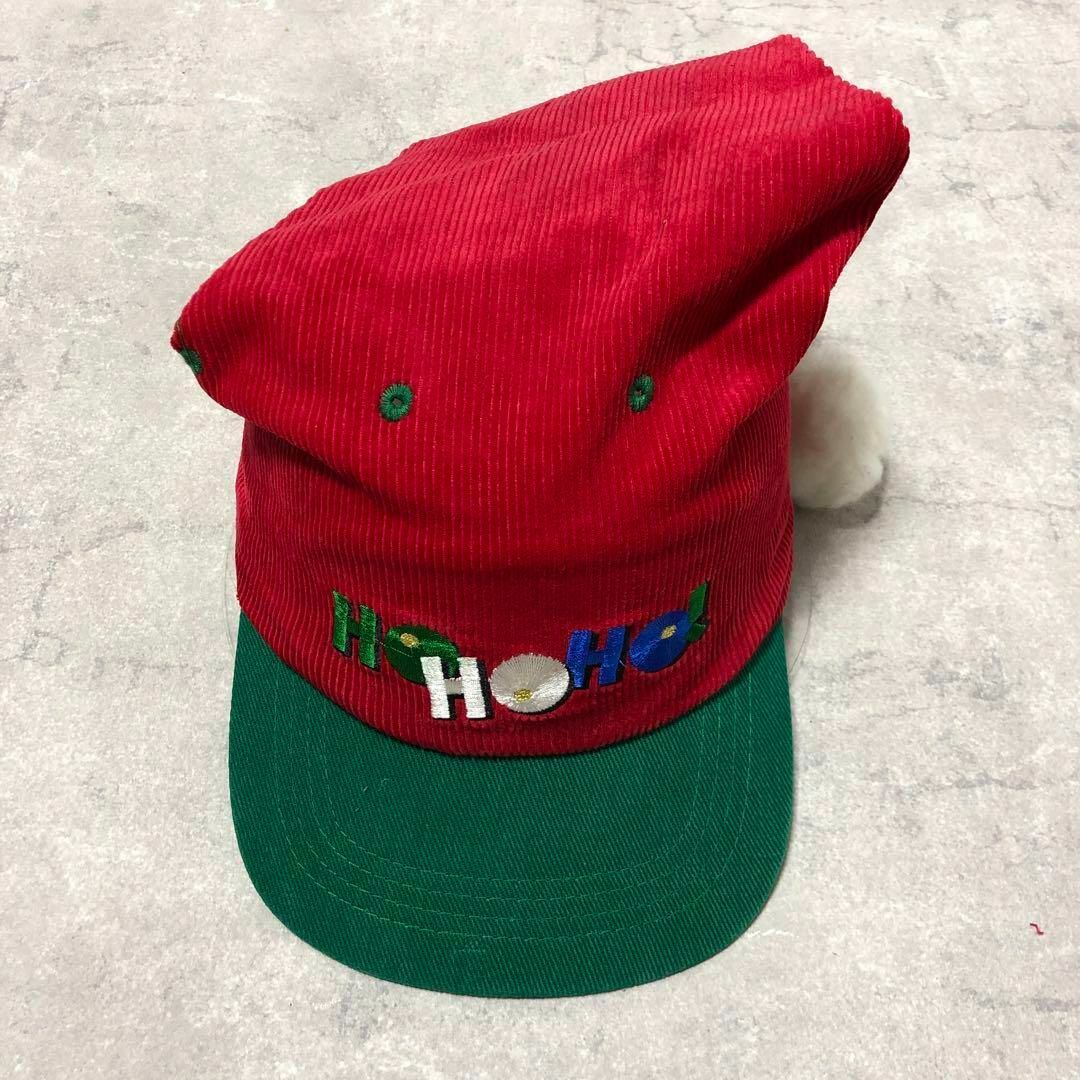 90s ヴィンテージ santa cap サンタキャップ 刺繍ロゴ クリスマス