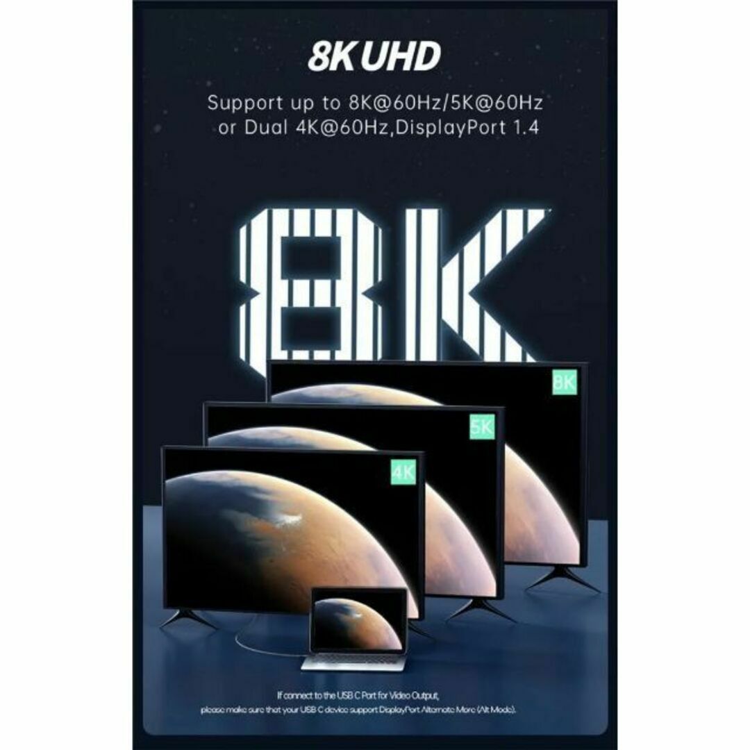 【Macに最適】サンダーボルト3&USB4 Type-Cケーブル 高速通信 1m スマホ/家電/カメラのテレビ/映像機器(映像用ケーブル)の商品写真