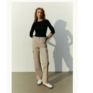 エイチアンドエム(H&M)のH&M モダールブレンドリブトップス(カットソー(長袖/七分))