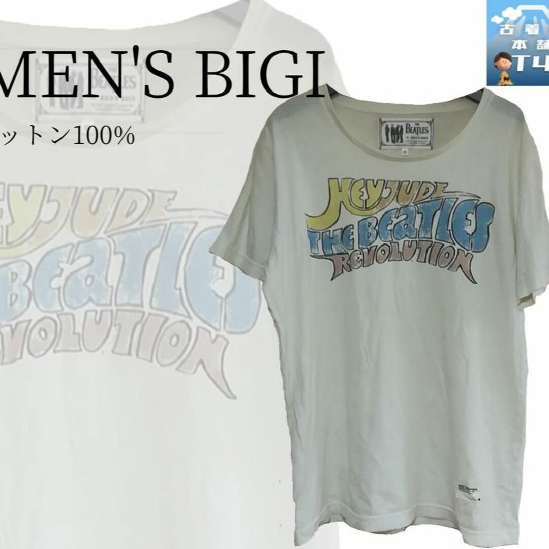 ESSENTIAL GARMENT MEN'S BIGI(エッセンシャルガーメントメンズビギ)のMEN'S BIGI　ビートルズ　プリントT　白T　Lサイズ　コットン✓1192 メンズのトップス(Tシャツ/カットソー(七分/長袖))の商品写真