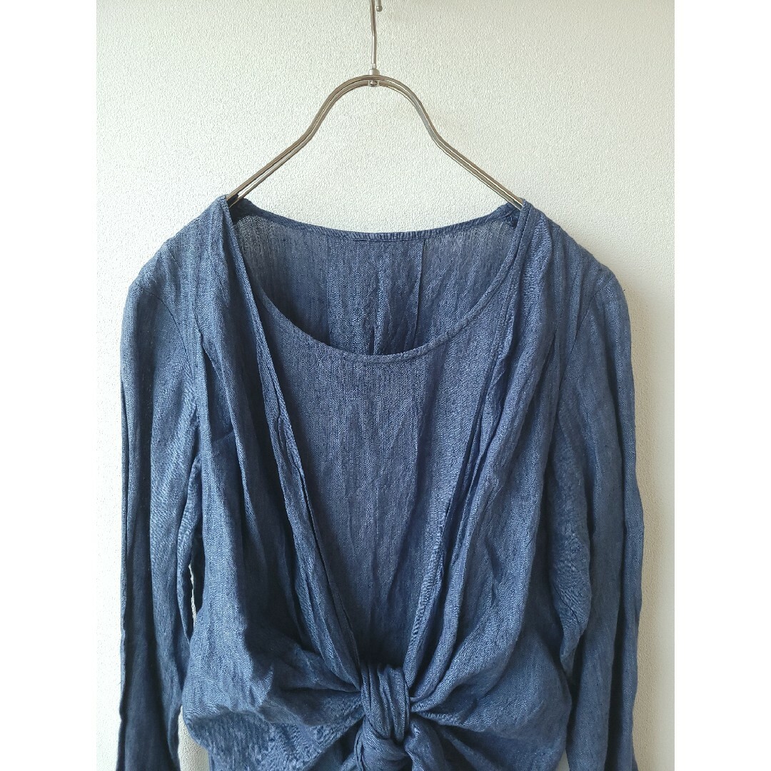 ネストローブ nest Robe ロングワンピース フロントリボン リネン 麻