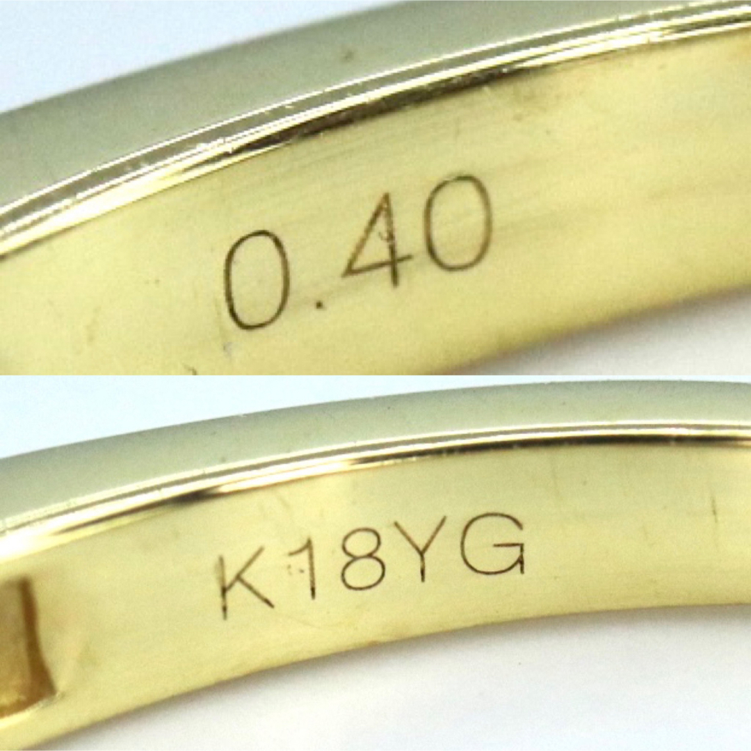 K18YG ラウンドバゲットダイヤモンドリング 0.40ct 13号