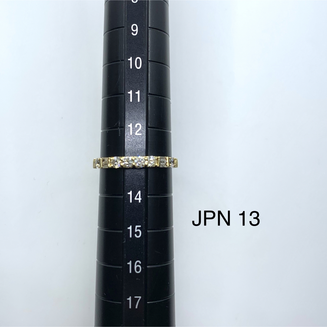 K18YG ラウンドバゲットダイヤモンドリング 0.40ct 13号