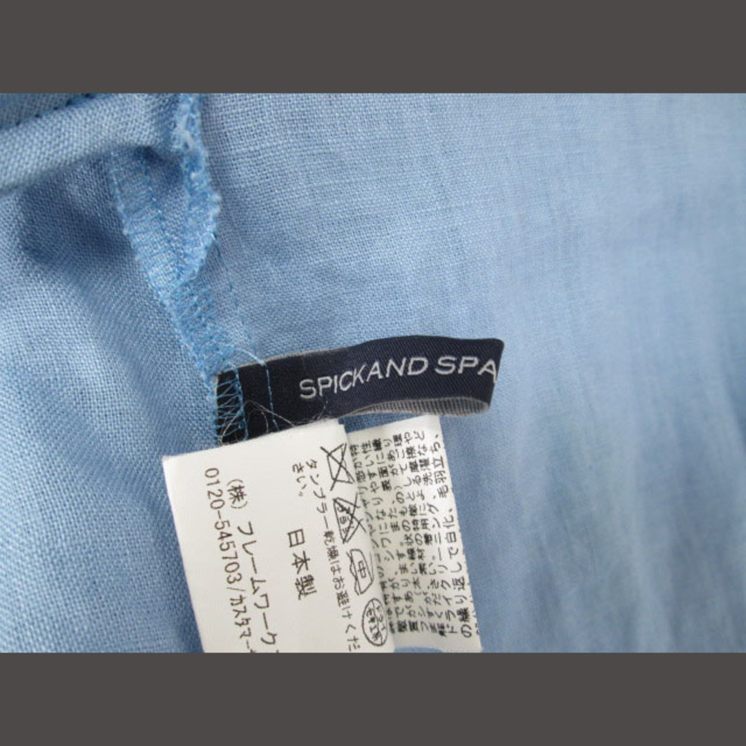 Spick & Span(スピックアンドスパン)のスピック&スパン  ワンピース タック 五分袖 コットン 36 青 レディースのワンピース(ひざ丈ワンピース)の商品写真