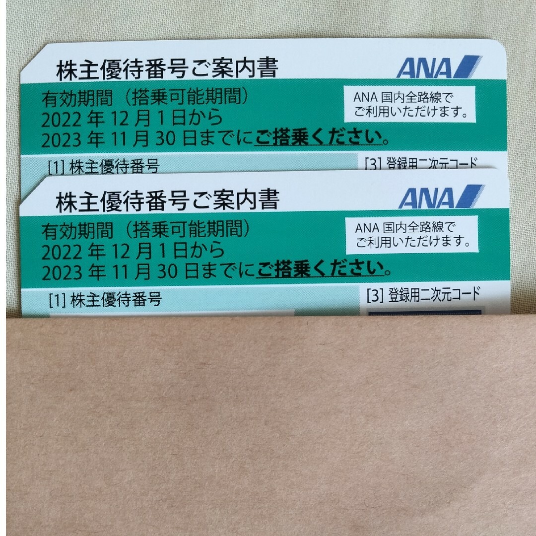 ANA株主優待2枚　2023年11月30日まで株主優待券