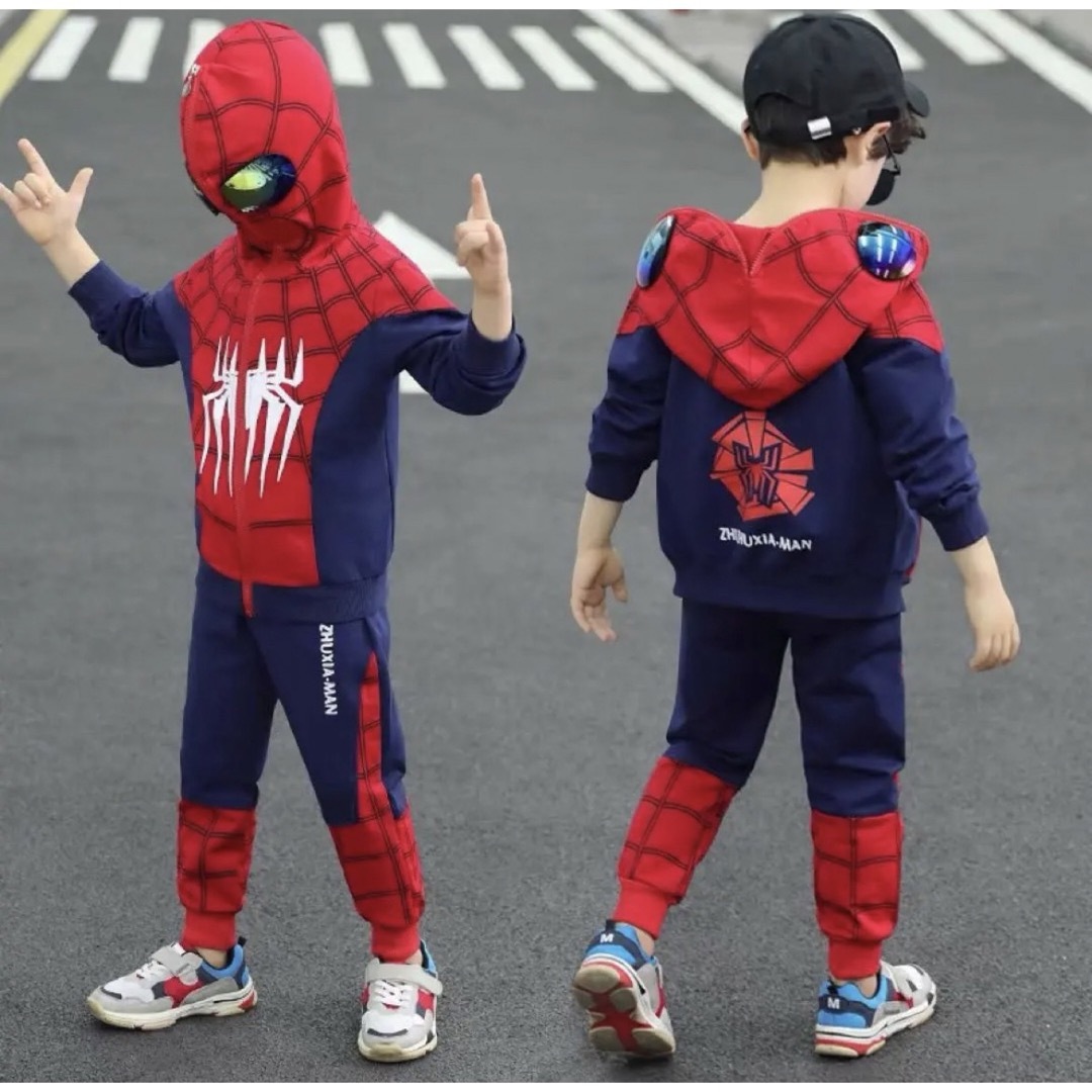 ハロウィンセット、スパイダーマン、子供用パーカーセットサイズ110-130 キッズ/ベビー/マタニティのキッズ服男の子用(90cm~)(その他)の商品写真