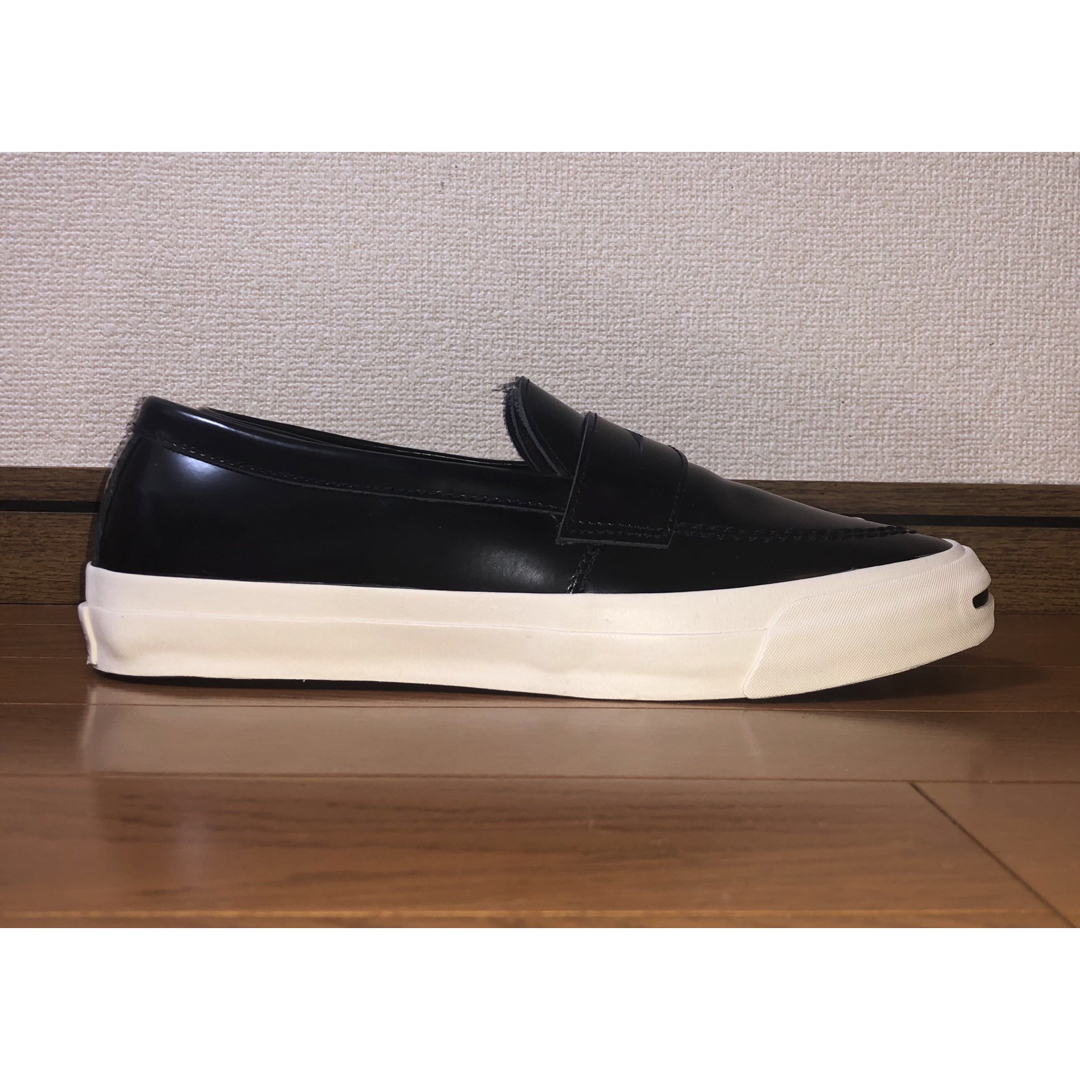 CONVERSE(コンバース)の27cm 美品 コンバース ジャックパーセル ローファー レザー スリッポン 黒 メンズの靴/シューズ(スニーカー)の商品写真