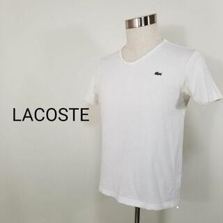 ラコステ(LACOSTE)のラコステLACOSTE定番VネックTシャツ白メンズMゴルフテニススポーツ日本製(Tシャツ/カットソー(半袖/袖なし))