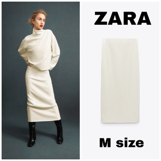 ザラ(ZARA)のZARA　ソフト スカート　Mサイズ　エクリュ(ひざ丈スカート)