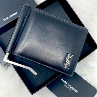 SAINT LAURENT マネークリップ メッキ ブラック 485362 www