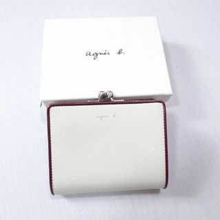 アニエスベー(agnes b.)のagns b. アニエスベー がま口 二つ折り財布 ホワイト ボルドー(財布)