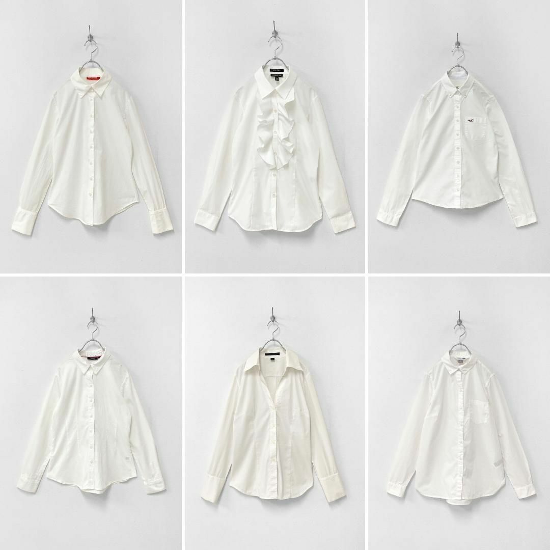 【まとめ売り】ホワイト 白 デザイン 長袖 七分袖 シャツ ブラウス 6枚セット