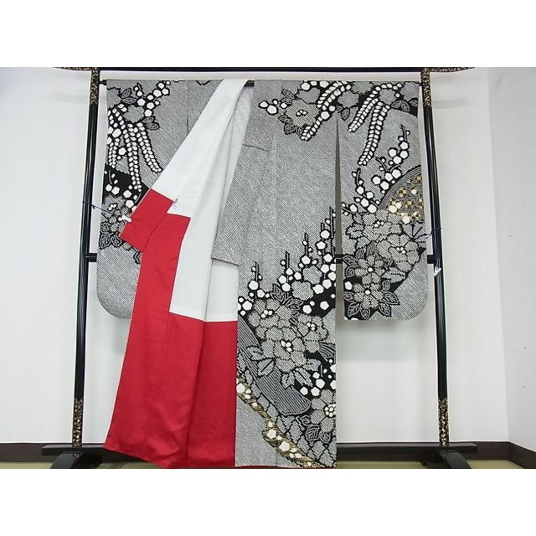 平和屋2□豪華振袖 長襦袢(無双仕立て)セット 総絞り 藤花房 吉祥花文
