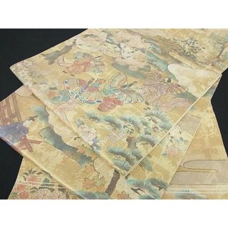 平和屋2■六通柄袋帯　螺鈿箔　風景人物花文　舞　金彩　逸品　kh706