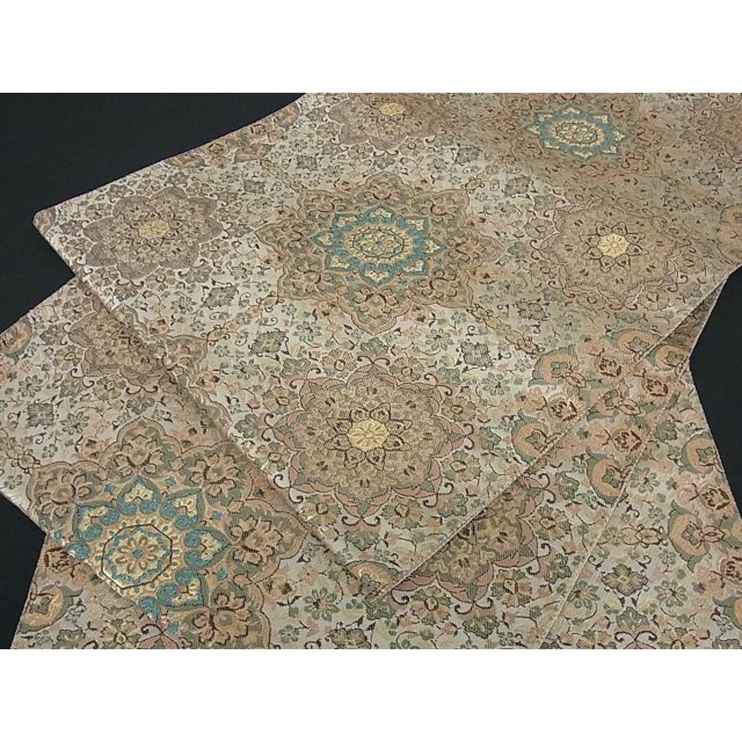 新製品 ZY498 袋帯 服部織物 オリエント更紗 金糸 銀糸 六通 逸品 着物