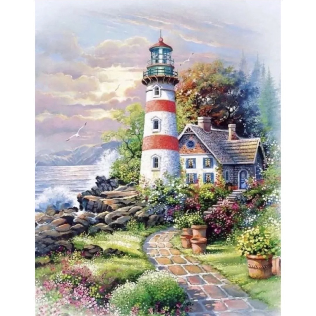 灯台　海辺景色　ダイヤモンドアート　キット　オール　オーロラビーズ ハンドメイドのインテリア/家具(アート/写真)の商品写真