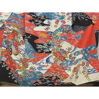 平和屋野田店□豪華振袖 型染め エ霞花車文 逸品 の通販 by