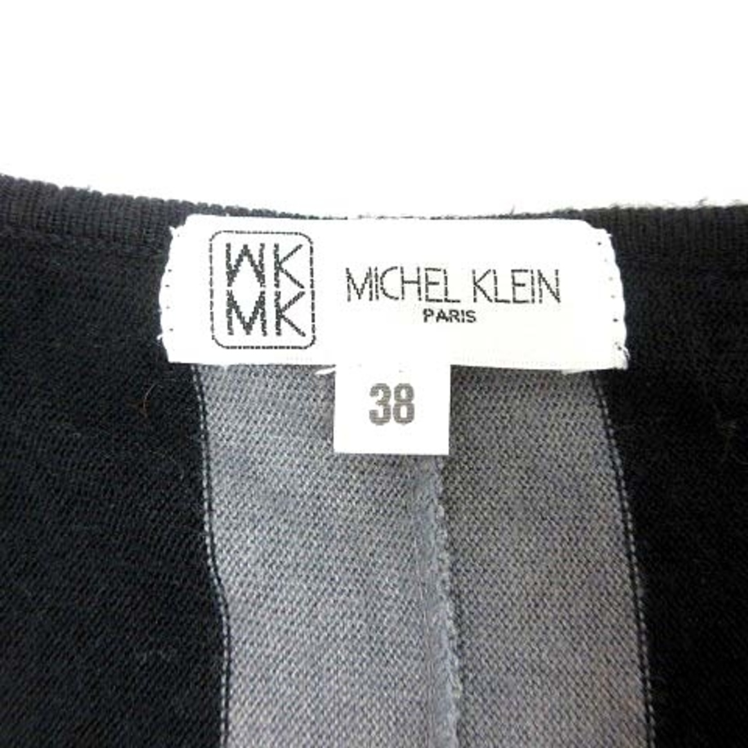 MK MICHEL KLEIN(エムケーミッシェルクラン)のエムケー ミッシェルクラン ワンピース ミニ ボーダー 長袖 38 黒 グレー レディースのワンピース(ミニワンピース)の商品写真