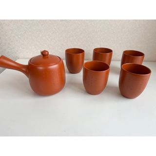 常滑焼　茶器セット　湯呑　急須セット　（朱泥）(陶芸)