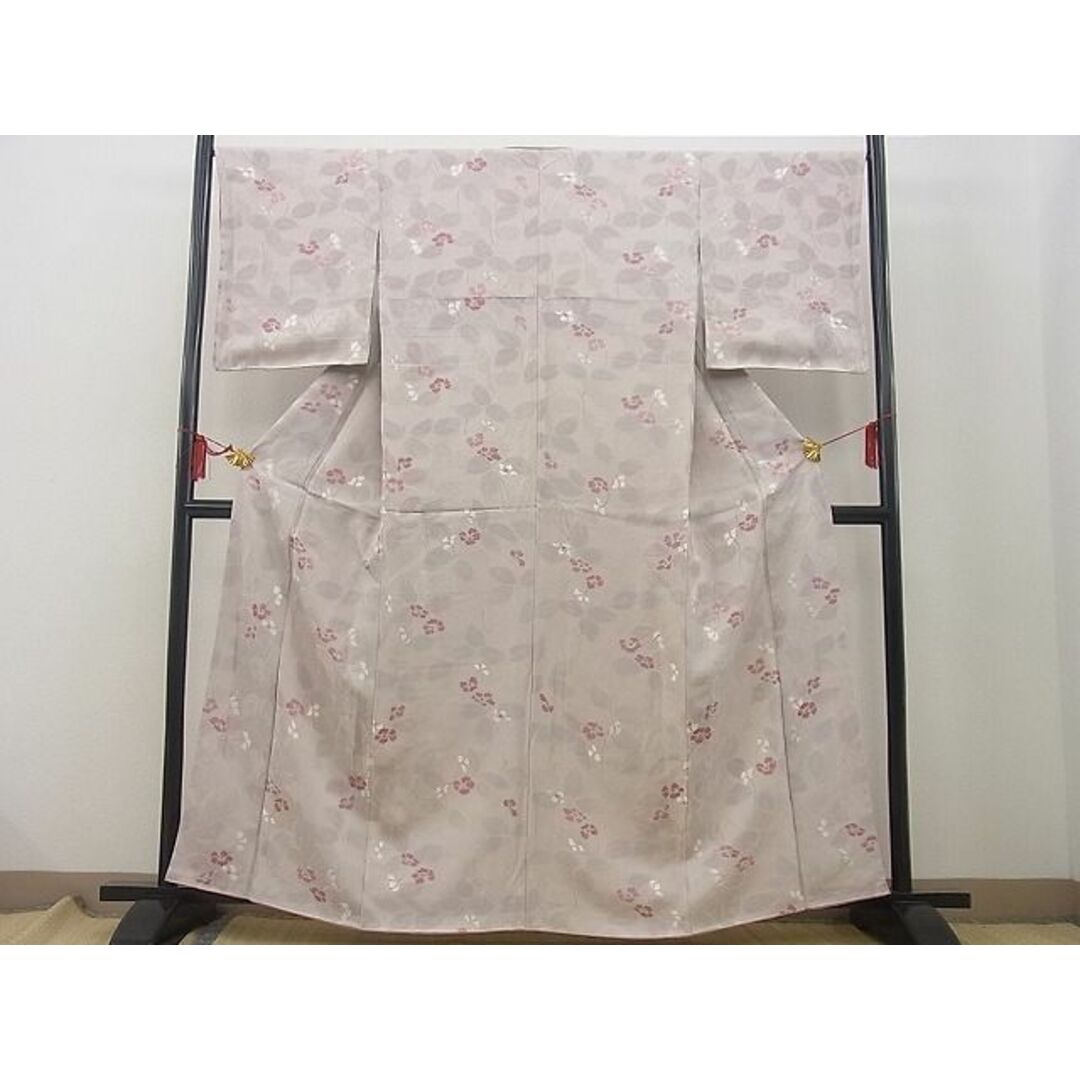 平和屋野田店□上質な小紋 地紋起こし 草花文 逸品 未使用 着物