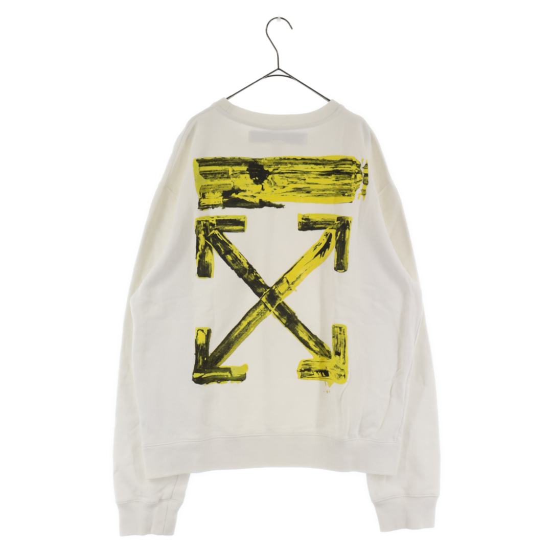 OFF-WHITE オフホワイト 19AW Acrylic Arrows Slim Crewneck アロー バックプリント ペイント クルーネックスウェット OMBA025F19E30010 ホワイト