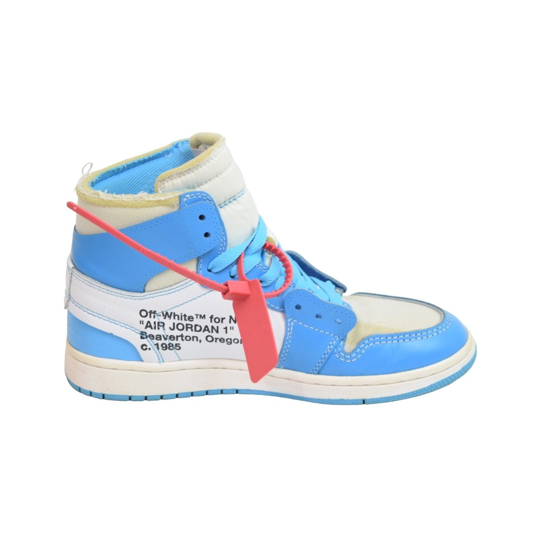 OFF-WHITE(オフホワイト)のAIR JORDAN 1 X OFF-WHITE NRG オフホワイト エアジョーダン1 パウダー ノースカロライナ スニーカー AQ0818-148 美品 中古 53956 レディースの靴/シューズ(ブーツ)の商品写真