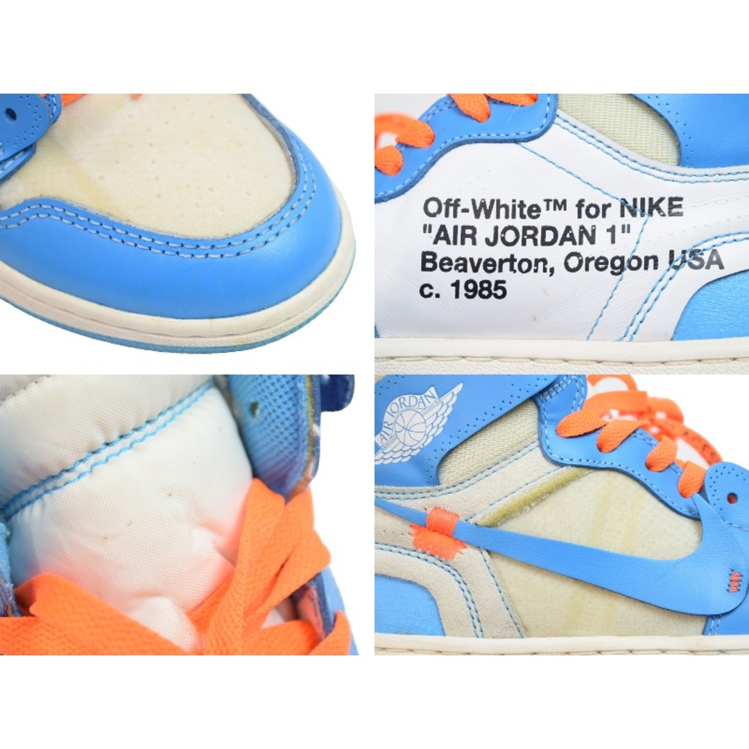 OFF-WHITE(オフホワイト)のAIR JORDAN 1 X OFF-WHITE NRG オフホワイト エアジョーダン1 パウダー ノースカロライナ スニーカー AQ0818-148 美品 中古 53956 レディースの靴/シューズ(ブーツ)の商品写真