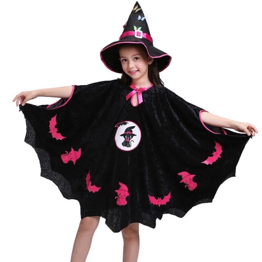お値下げ 新品 未使用 100 魔女 ポンチョ 3点セット ハロウィン コーデ