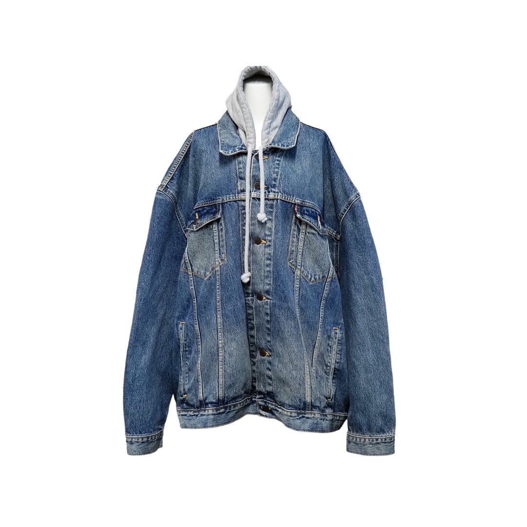 VETEMENTS ヴェトモン LEVI'S フーテッドオーバーサイズデニムジャケット レイヤード WSS17LE7 インディゴ サイズM 美品  53875