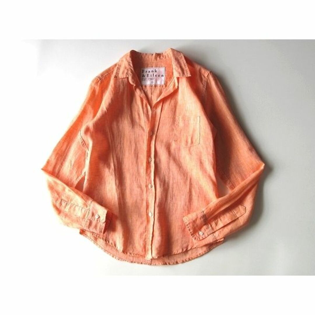 FRANK&EILEEN BARRY オープンカラー リネンシャツ S オレンジ 1