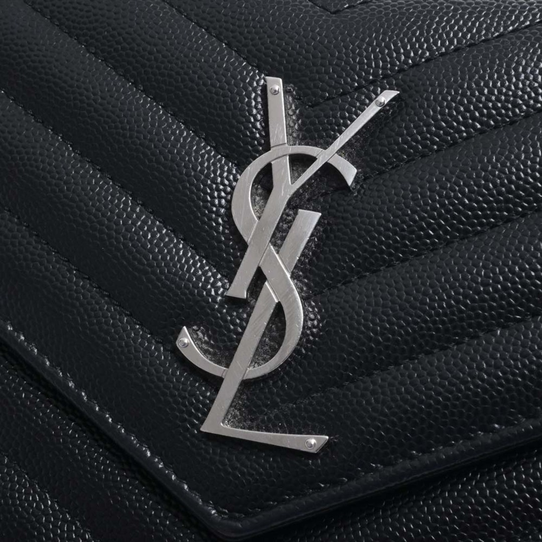 SAINT LAURENT サンローラン レザー エンベロープ チェーン ショルダーウォレット 長財布 377828 ブラック by 8