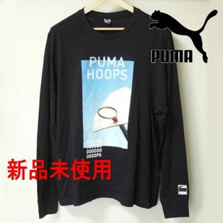 プーマ(PUMA)の新品未使用◆(L)(XL相当)PUMA 黒グラフィックロンT 長袖Tシャツ(Tシャツ/カットソー(七分/長袖))