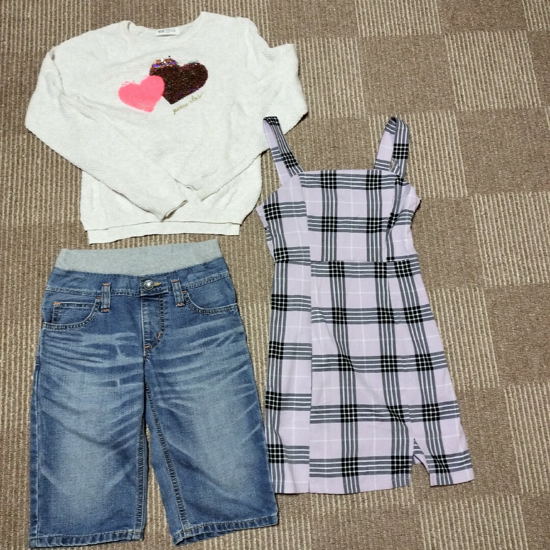 H&M(エイチアンドエム)の子供服　女子　140センチ　H&M　EDWIN　セット キッズ/ベビー/マタニティのキッズ服女の子用(90cm~)(その他)の商品写真