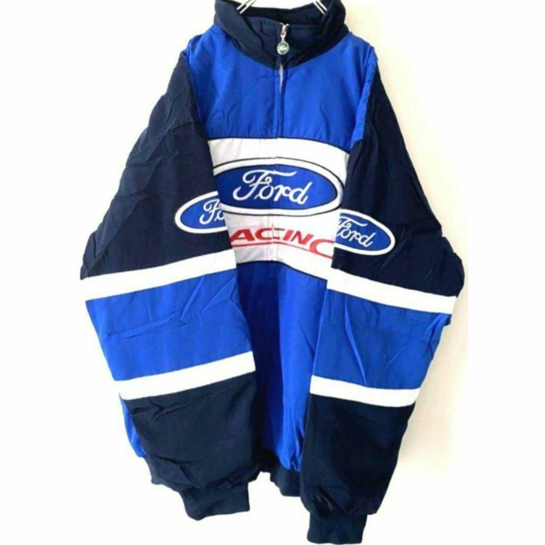 FORDフォードレーシングジャケットブルゾン刺繍ブルーXL.