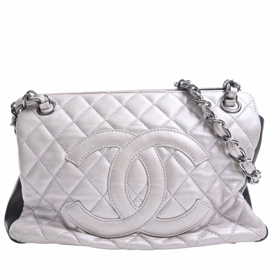 CHANEL シャネル ラムスキン マトラッセ ココマーク チェーン ショルダーバッグ - グレー by